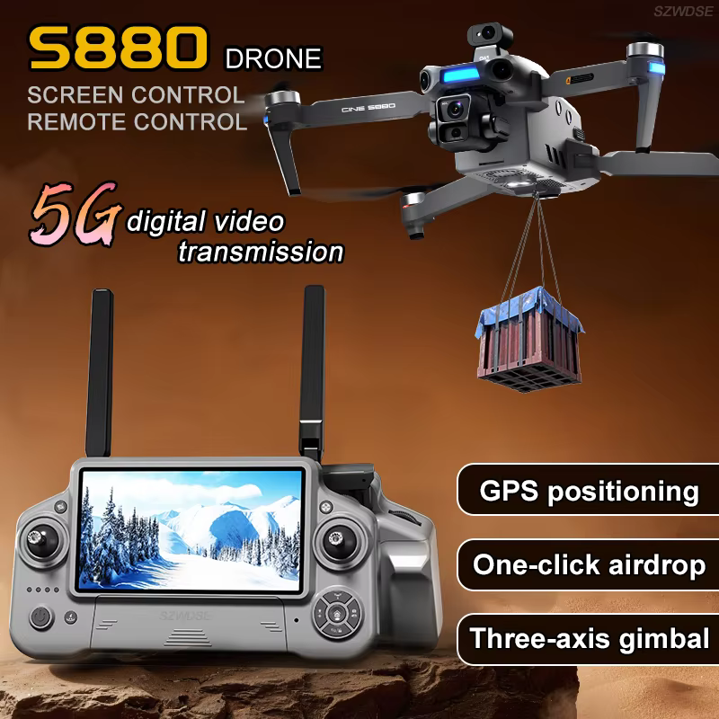 Europian Region professional S880 Drone With 3-axis Gimball GPS HD Screen Camera Brushless 12KM Fixed Wing UAV Quadcopter boy
