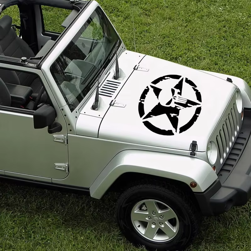 Jpct star skull five pointed star decorative car decal suitable for motorcycles, suitcases, waterproof sticker 15cmx15cm
