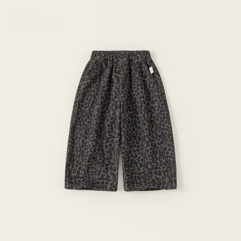 Boys' Fashionable Leopard Print Children's Wide Leg Pants Spring New Boys' and Girls' Street Style Casual Pants Baby Clothing