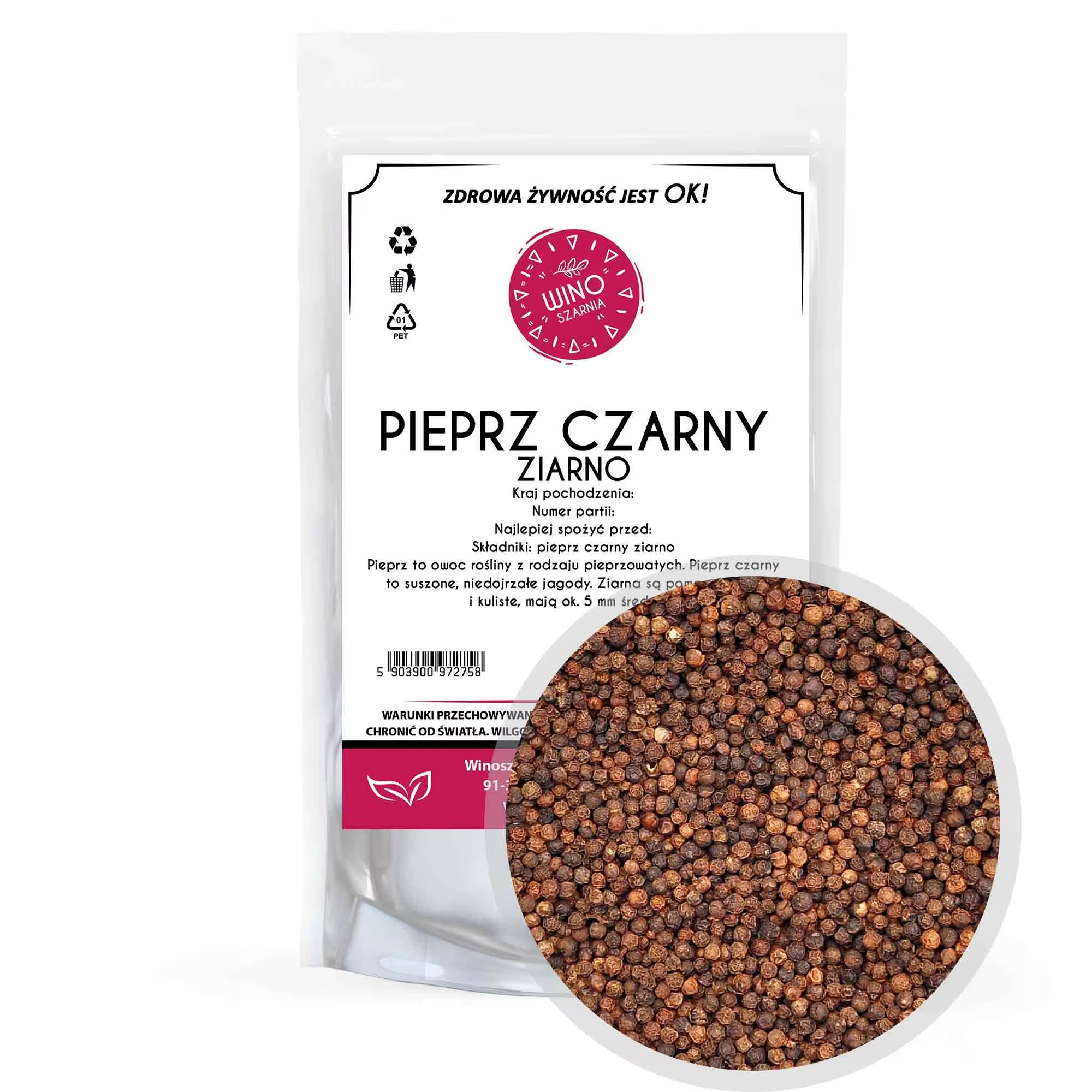 Schwarzer Pfeffer Körner-1kg Körnerware