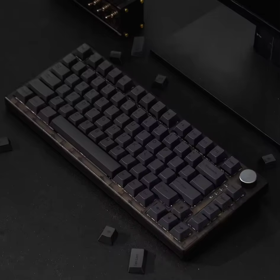 Black Japanese PBT Keycaps - Cherry Contour Full Set with Heat-Sublimation for 61/64/75/96/TKL Mechanical Keyboards