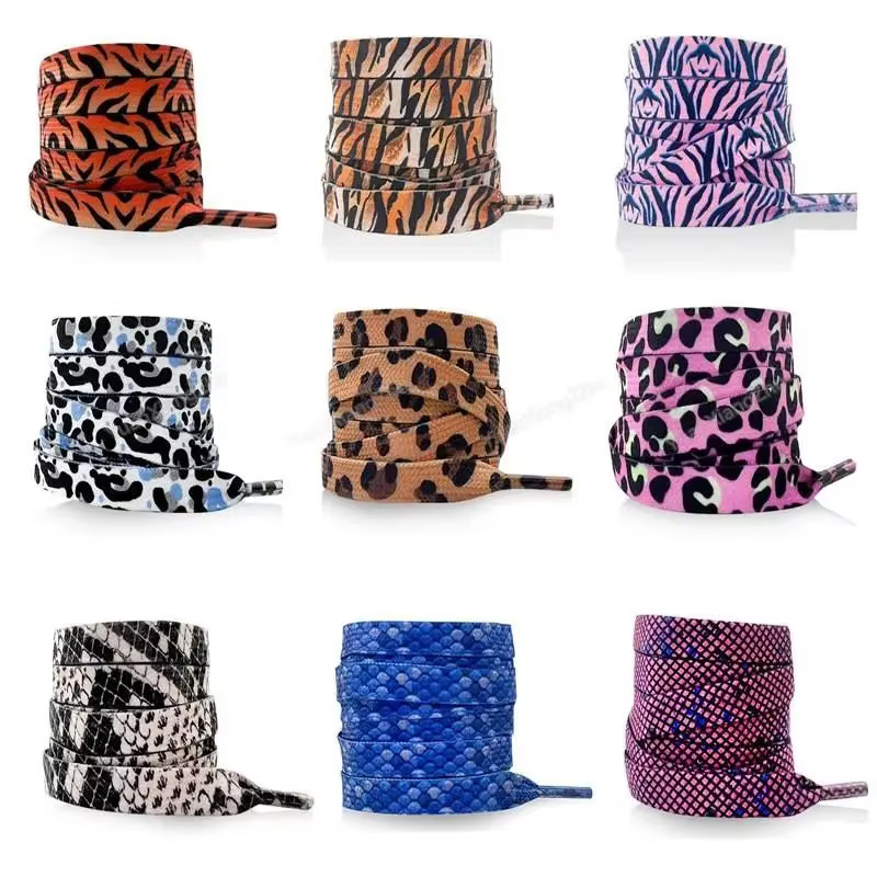 1Pair Animal Pattern Shoelaces Flat AF1/AJ Sneakers Shoe Laces Tiger/Snake/Leopard Print Shoelace for 120/140/160CM Shoestrings