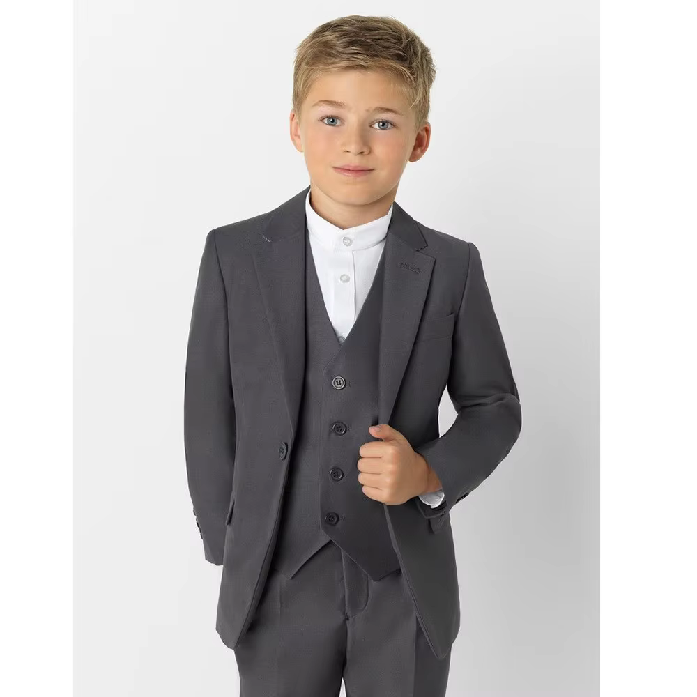 Boy Suits 3 Piece Notch Lapel One Button Sets for Children Chic Daily Casual Formal Wedding Party Tuxedo Slim Kids Clothes