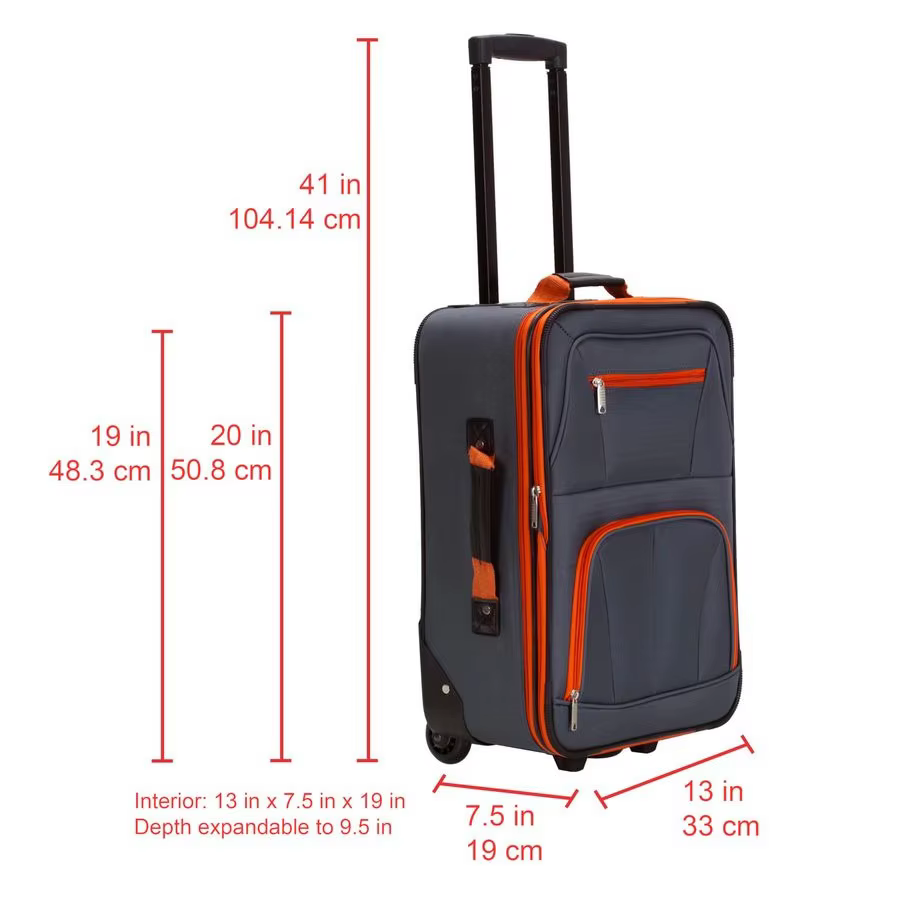 Upright Softside Luggage Set 2-Piece Expandable Charcoal Rolling Travel Bag 14 19