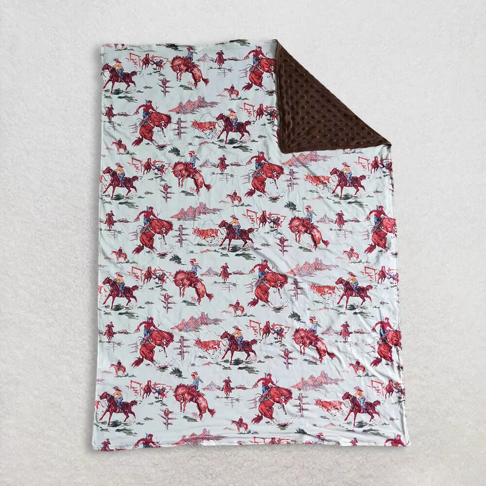Baby Boy Western Rodeo Horse Blankets Soft Comfortable Blankets for Crib Bedding Baby Boy Nursery Decor29*43 inches