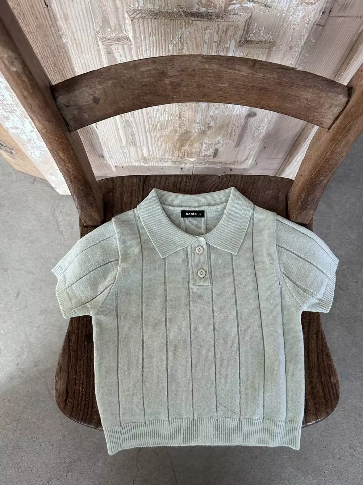 Ins Korean Version 2025 Spring and Summer Baby Knitted Sweater Thin Summer Top Lapel Children's Jumper