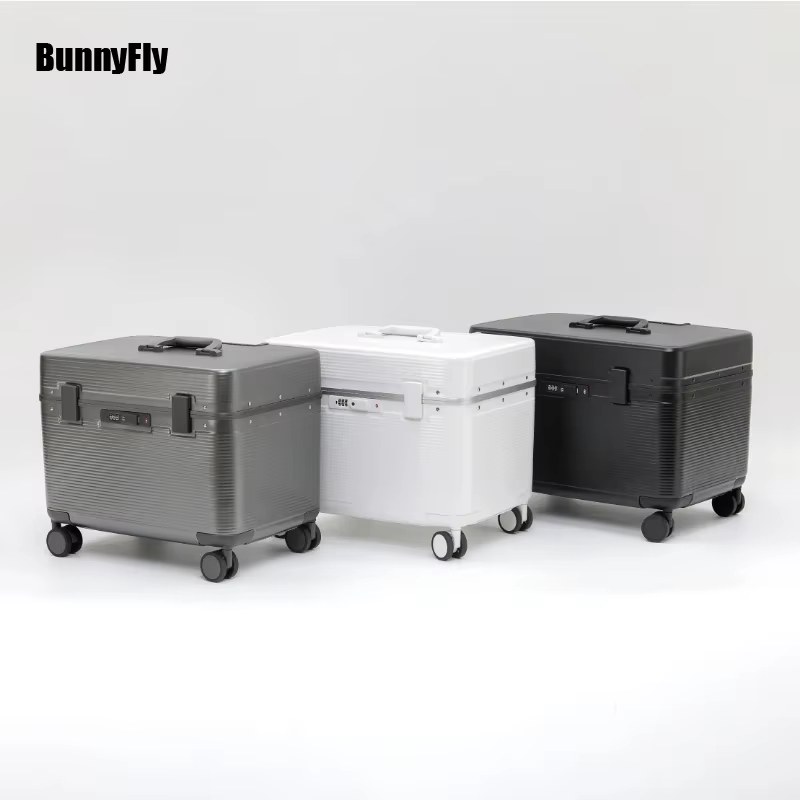 Bunnyfly Aluminum Alloy Frame Suitcase Spinner 18" Camera Trolley Suitcase Pilot Luggage Bag Photography Suitcase on Wheels