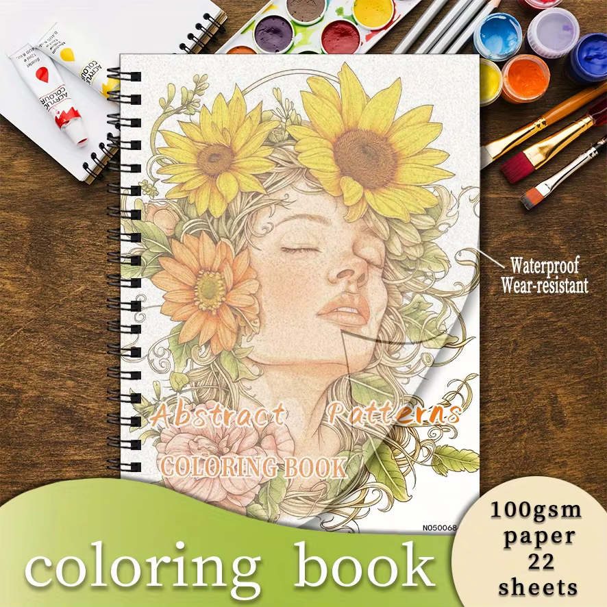 Adult Abstract Patterns Coloring Book - 8.3×11.2 Inches, 22 Pages. Floral - inspired Abstract Art.
