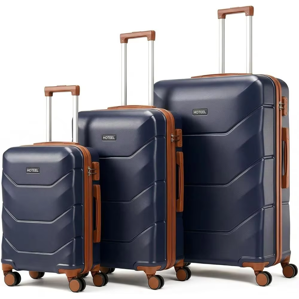 3-Piece Durable Suitcase Set with Spinner Wheels, ABS Hard Shell, TSA Lock, Large Travel Luggage - Blue (20/24/28)