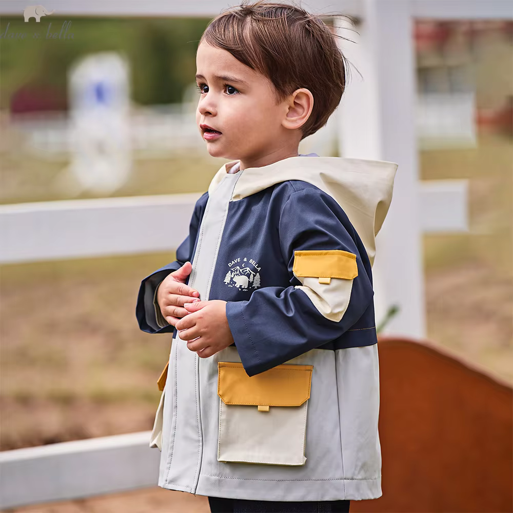 Dave Bella Boy Spring Autumn Jacket Coat for Children Windproof Waterproof Outdoor Hoodie Kids Outerwear Clothing Coat DB3253328