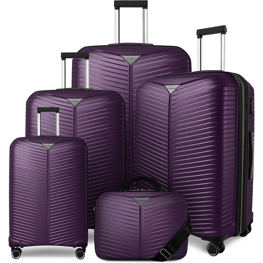 5 Piece Expandable Spinner Luggage Set, 24 & 28, Durable Carry-On Suitcases for Men & Women