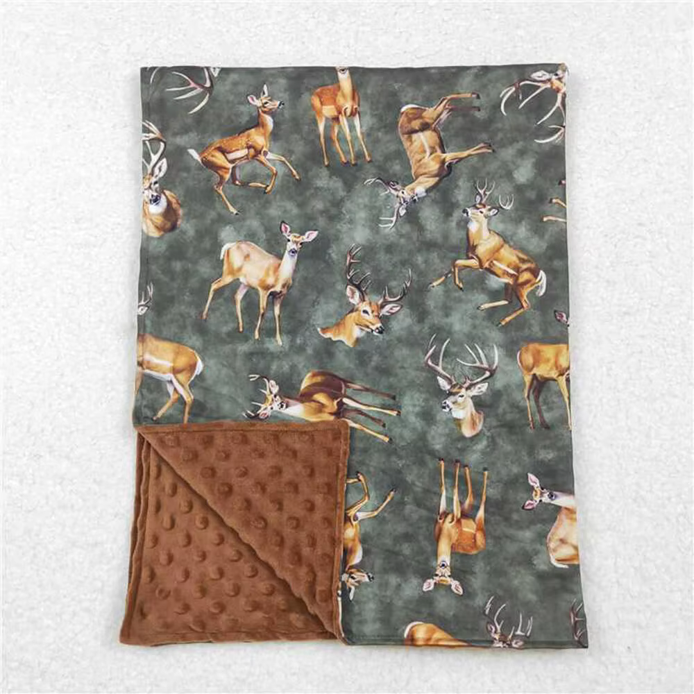 Brown Polka Dots Deer Hunting Baby Blankets Soft Plush Blanket for Newborns And Toddlers Cozy Infant Blanket 29*43 inches