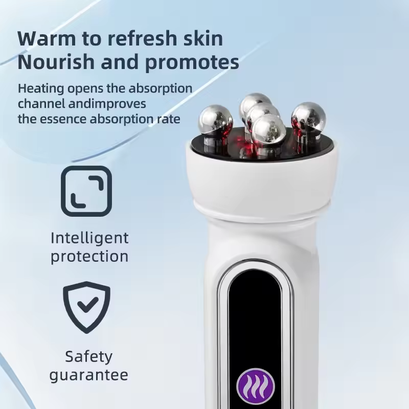 Melhor venda 3 em 1 aquecimento rf ems rolo facial massageador elétrico rotativo led fóton dispositivo encolher poros reduzir linhas finas