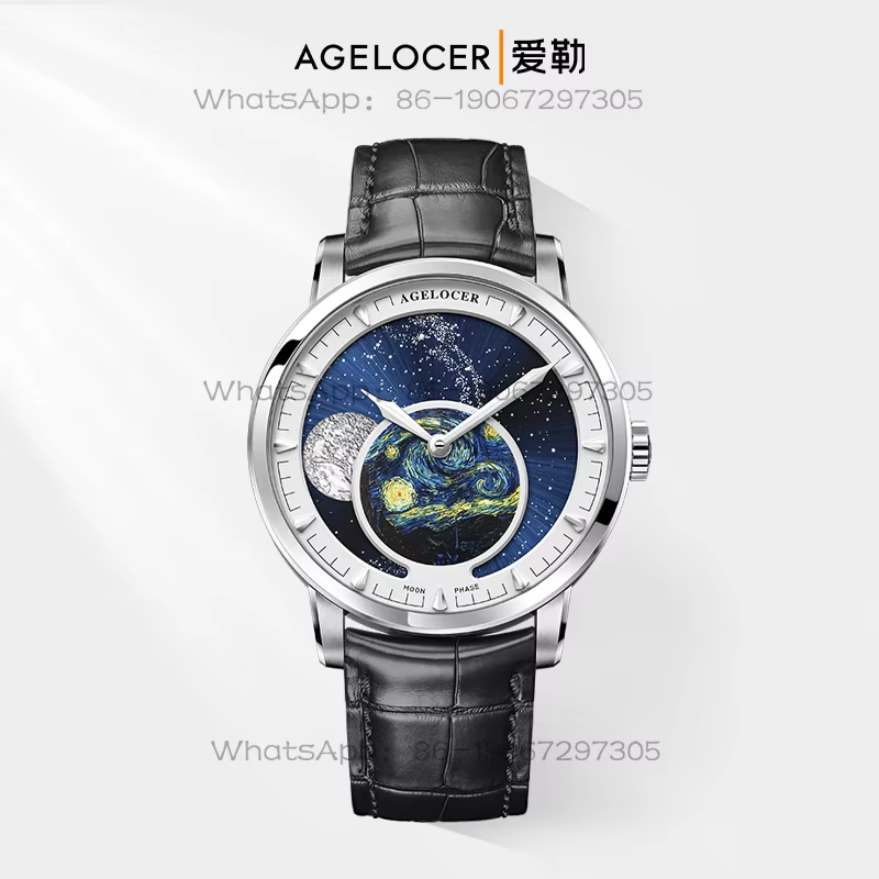 AILER AGELOCER Original Astronomer Men's Moon Phase Mechanical Watch Gives Boyfriend Birthday Gift