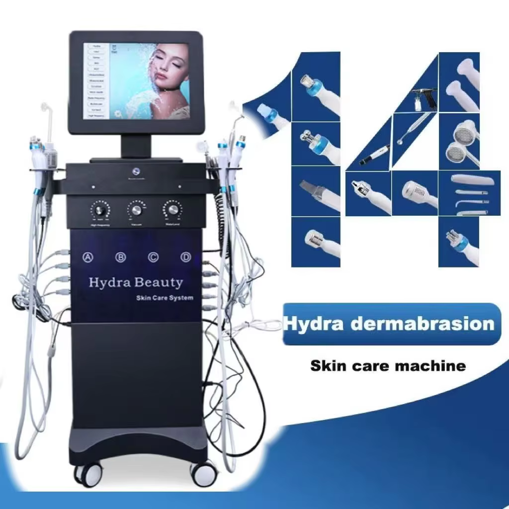 Professional 15 In1 Hydra Oxygen Facial Machine Hydrating Hydro Aqua Facial Skin Care Deep Cleansing Machine With Skin Analysis
