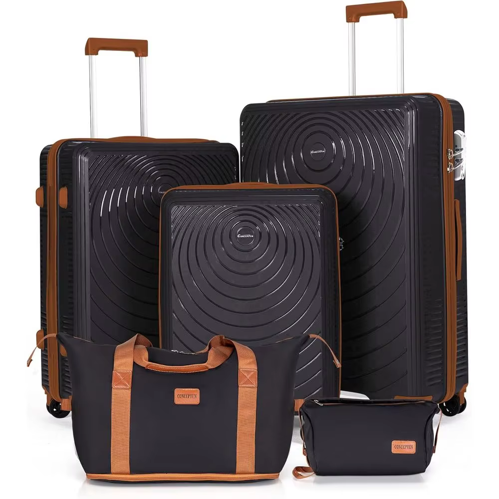5-Piece Lightweight Hardshell Suitcase Set with Spinner Wheels, Impact-Resistant, Wear-Resistant, TSA Lock for Travel
