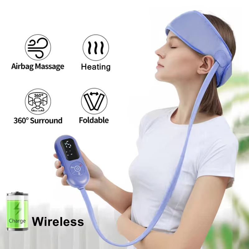 Electric Sleep Aid Head Massager with Air Compression Cap Scalp Massage Instrument Airbag Wrapping Relaxation Rechargeable Use