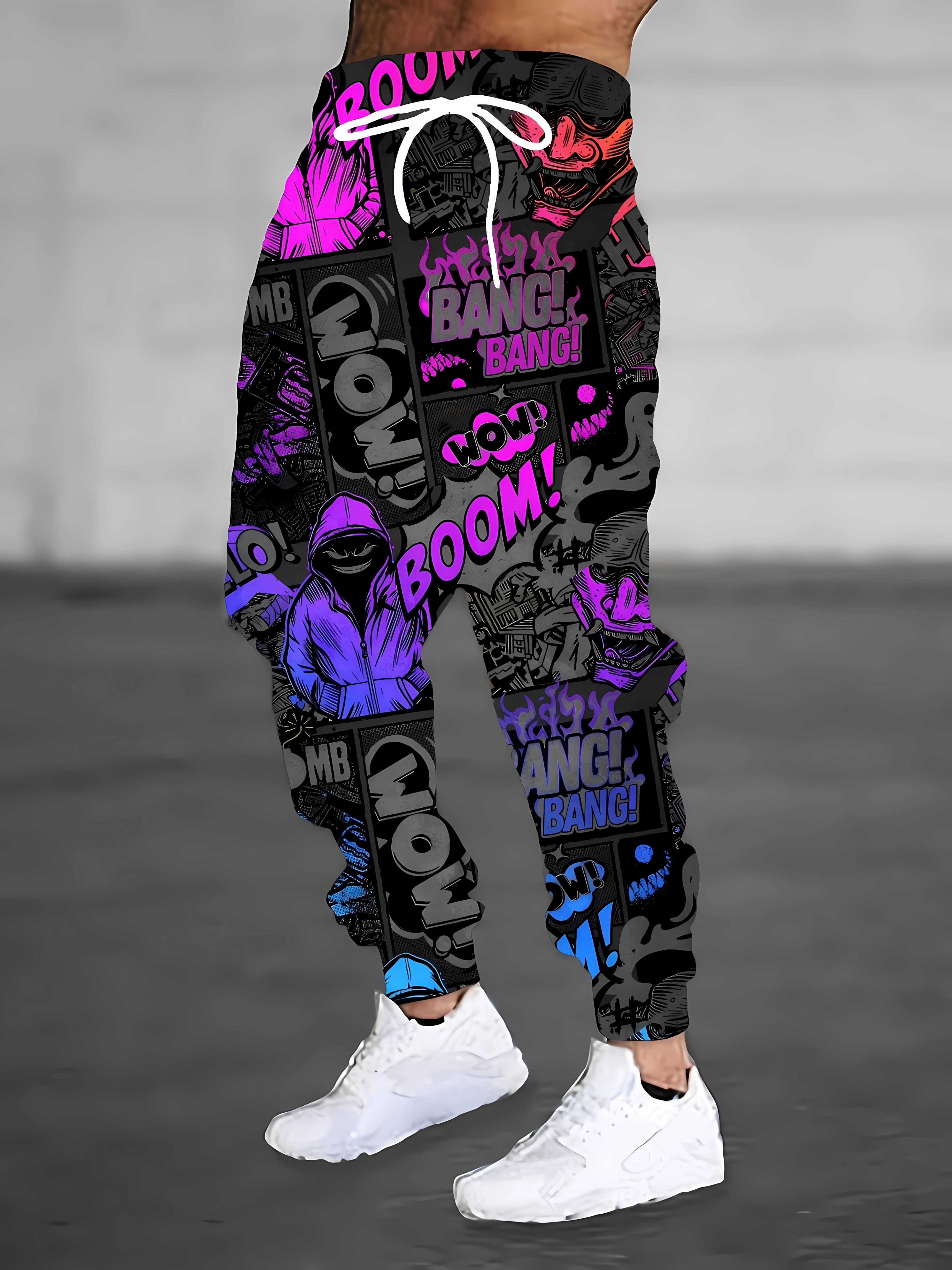 The new men's trousers for Spring and Autumn 2025 are casual fashionable soft and comfortable with 3D gradient letter prints
