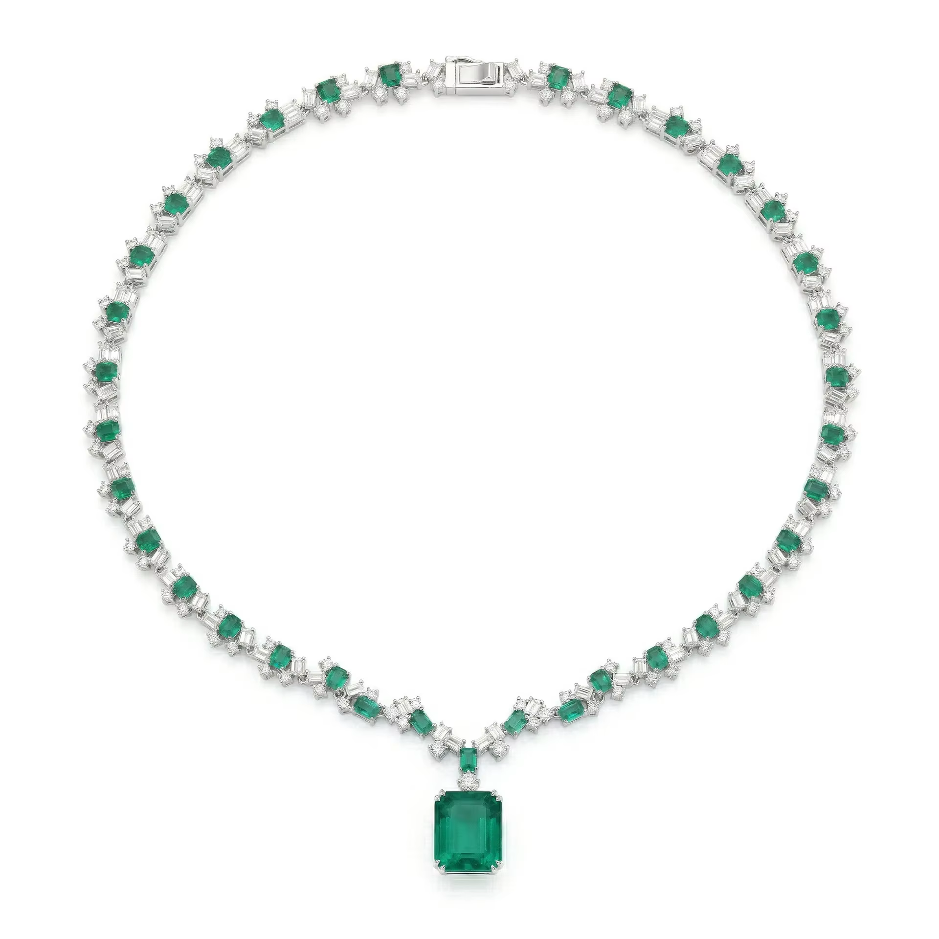 925 Sterling Silver Gold Plated 5.5ct Emerald High Carbon Diamond Necklace Luxury Banquet Wedding Pendant Necklace for Women