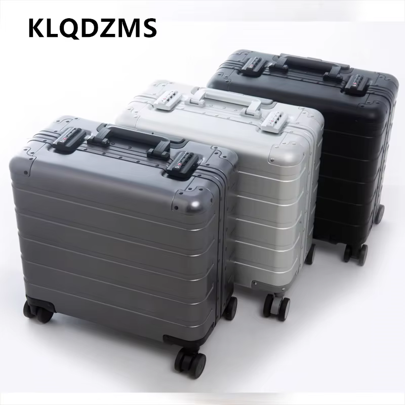 KLQDZMS 18 Inches Handheld Travel Suitcase All Aluminum Magnesium Alloy Boarding Box Men's Small Trolley Case Business Luggage