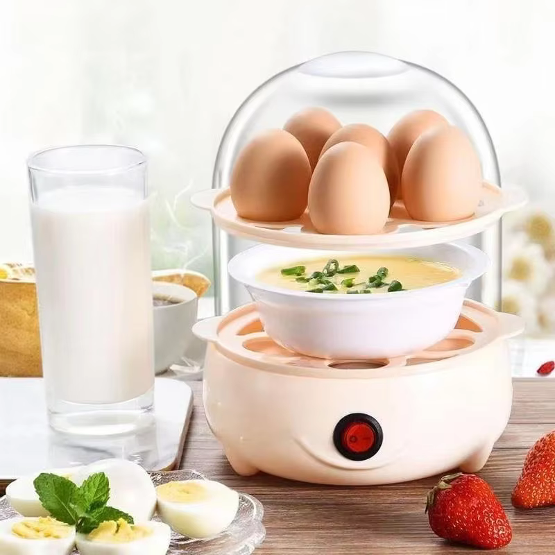 Multifunctional Electric Egg Boiler, Double Layer Egg Steamer and Poacher for Cooking Breakfast in Kitchen