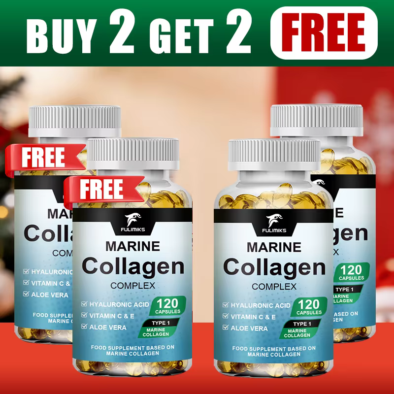 Buy 2 Get 2 Free! Marine Collagen Complex Capsules, Hydrolyzed Peptides for Skin Elasticity, Joint Health & Glowing Beauty