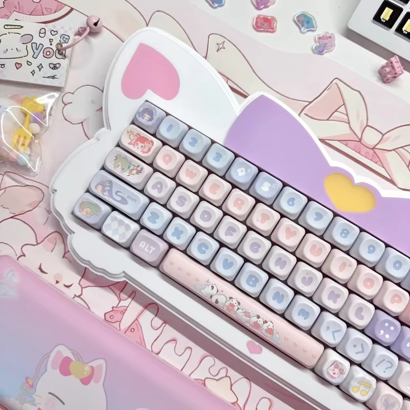 Cat Three-mode Keyboard Kit Acrylic 68 Layout Rgb Backlit Keyboard Kit 2.4G Bluetooth Wireless Office Gaming Mechanical Keyboard