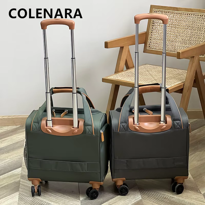 COLENARA حقيبة نسائية 16 بوصة أكسفورد القماش الصعود صندوق الطالب حقيبة تروللي بعجلات حقيبة سفر الرجال المتداول الأمتعة