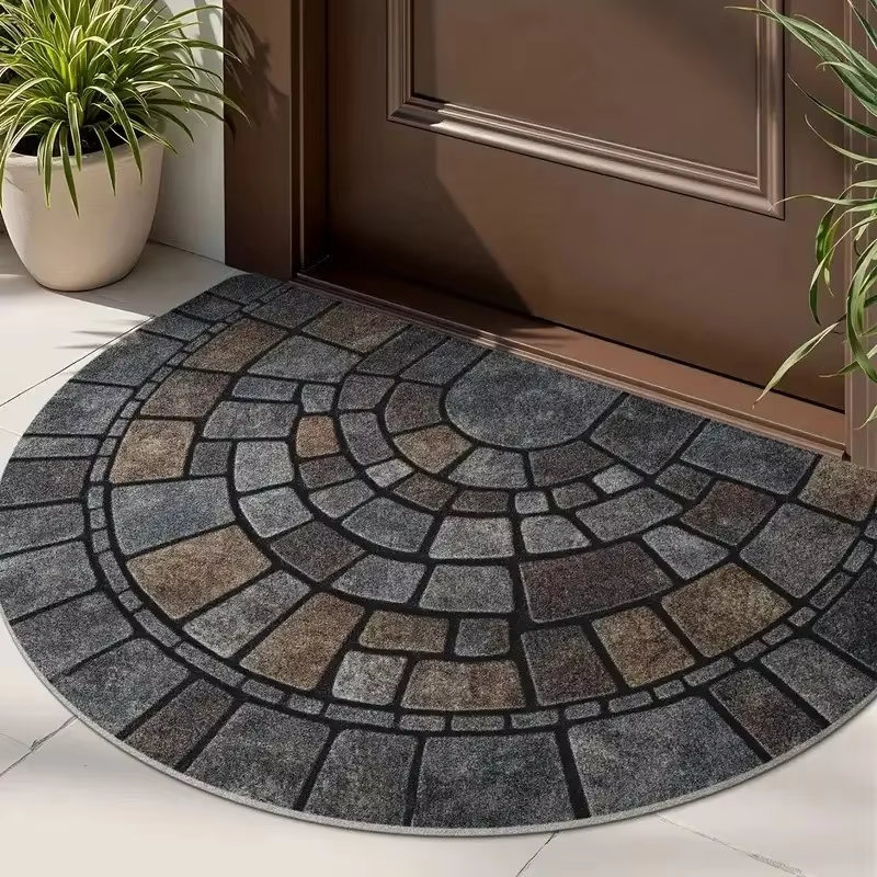 1pc Half-Circle Door Mat - Semi-Round Non-Slip Entry Mat, Floor Mat for Indoor/Outdoor Use - Front Door, Patio, Home Decor