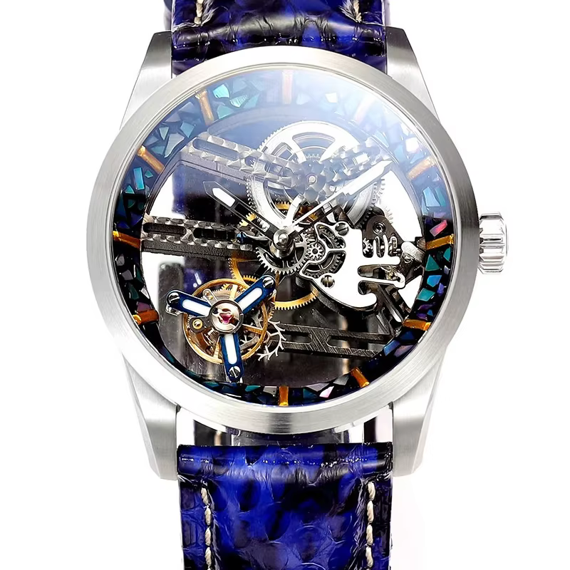 Intangible Cultural Heritage Lacquer Watch Luodian Craft Customized Wheel of Time Hollow Tourbillon Automatic Mechanical Watch