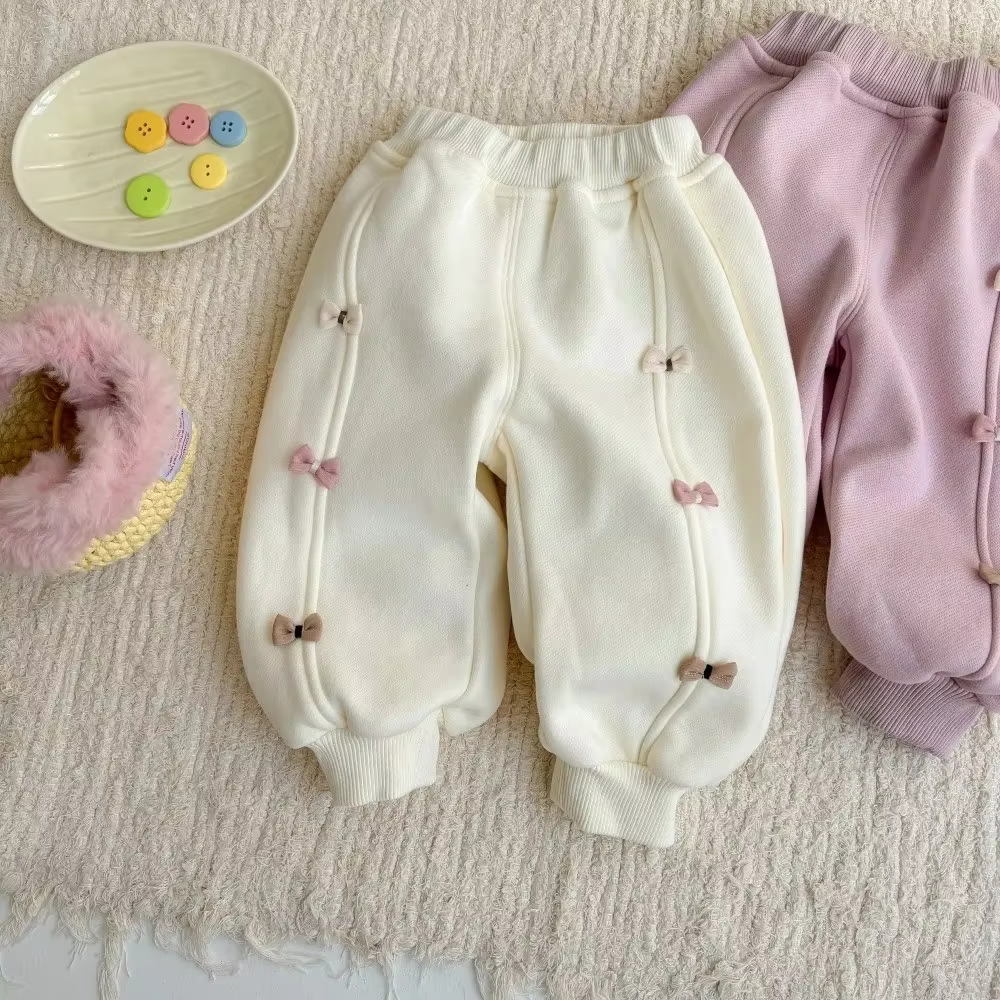 Autumn and Winter Girls' Foot binding Warm Thick Pants Baby and Children's Velvet Pants