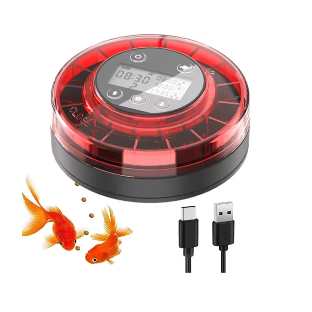 USB Rechargeable Automatic Fish Feeder Timer LCD Display Intelligent Aquarium Auto Food Dispenser for Fish Tank