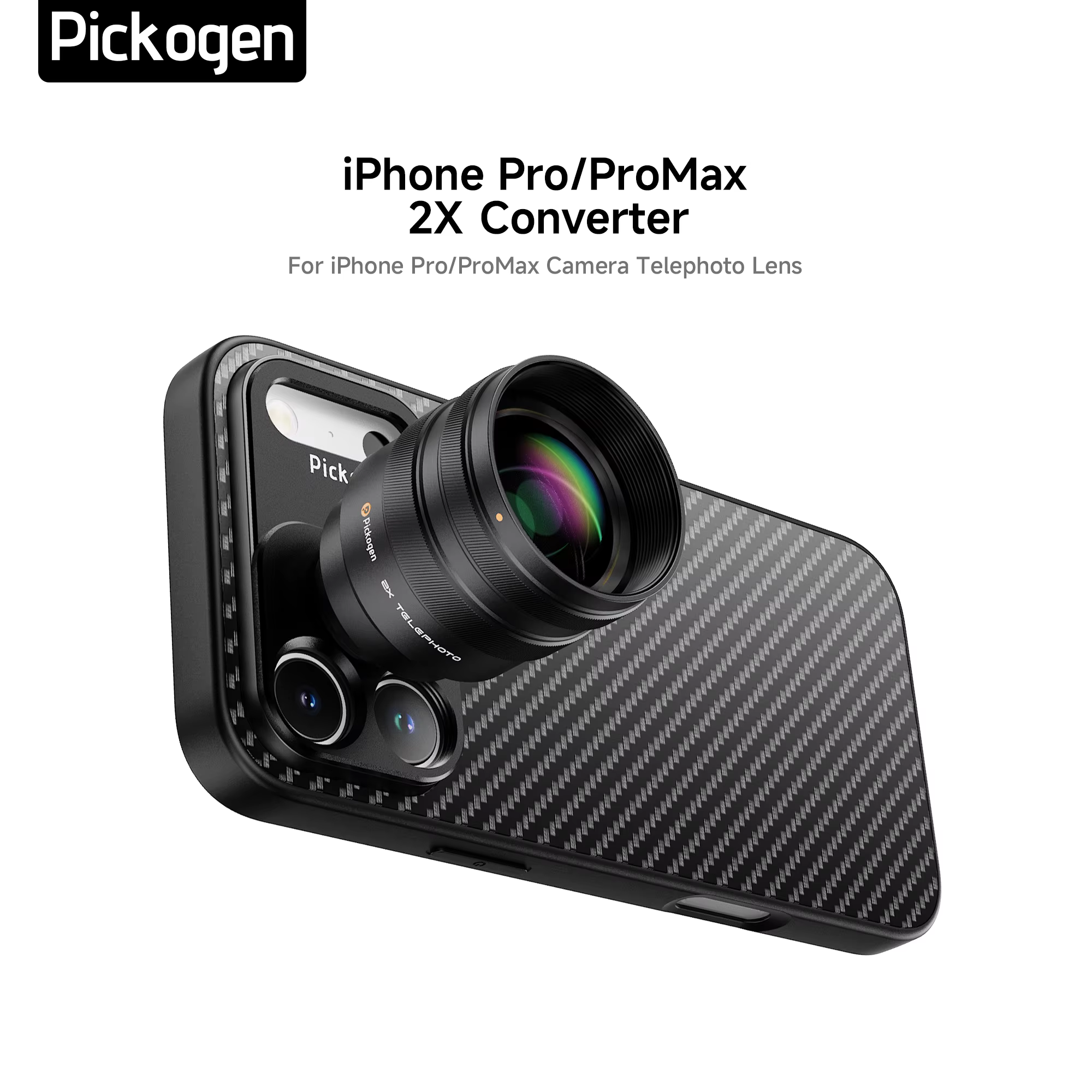 PICKOGEN 2X Converter for mobile Phone  Camera Telephoto Lens, 240mm Teleconverter With Phone Case iPhone 15/16/17 Pro Max