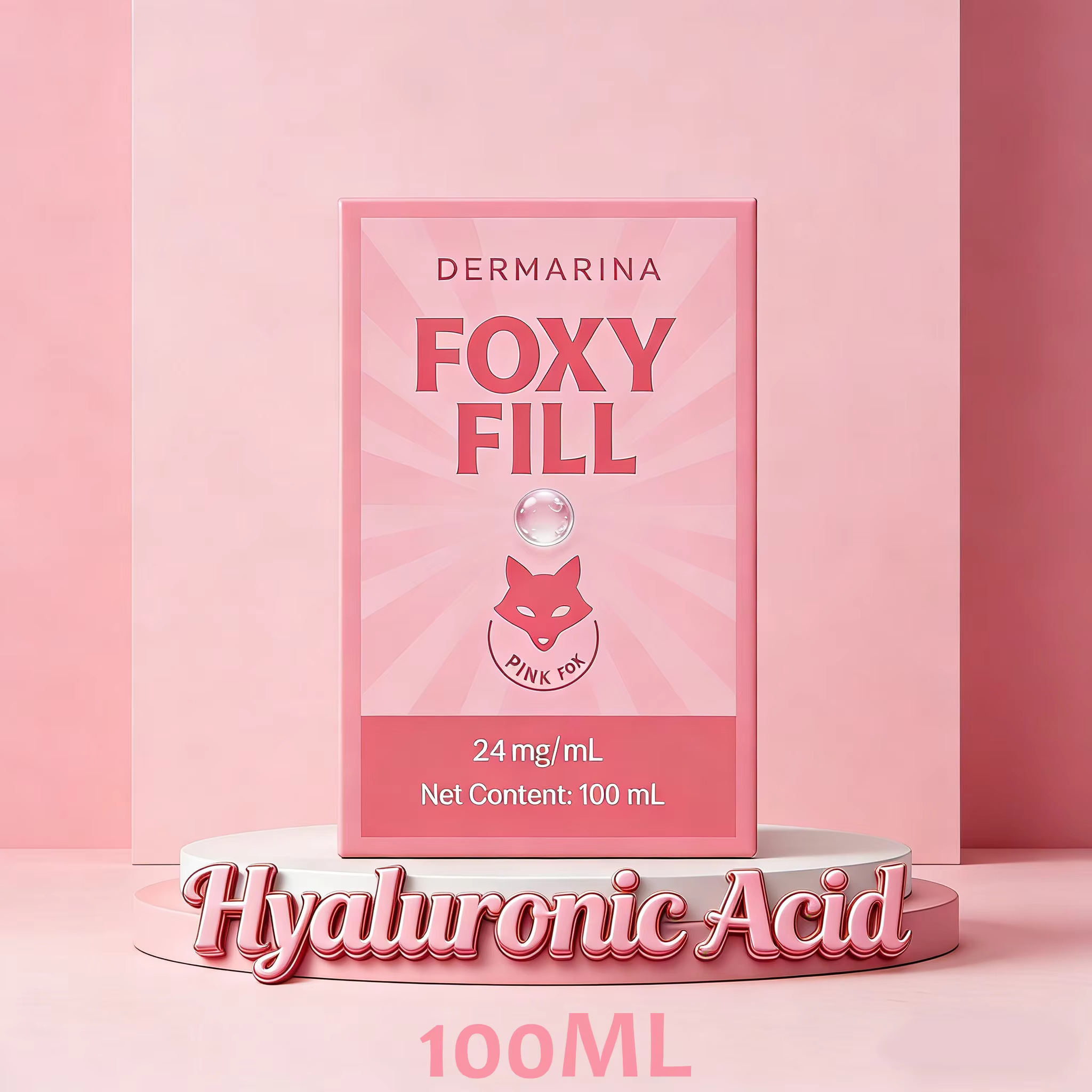 Sérum de Ácido Hialurônico 100ml para Aumento dos Glúteos, Complexo Foxy HA, Sérum Calmante e Hidratante 24mg/ml