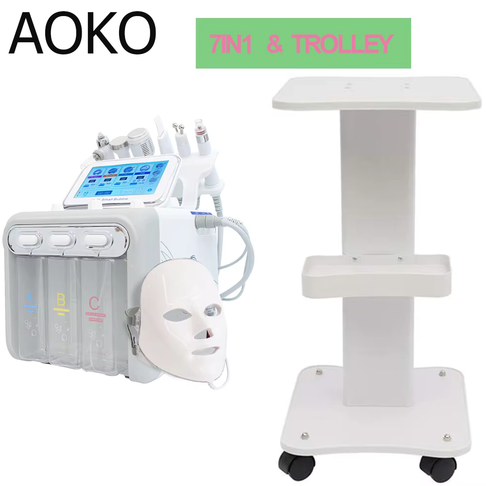ماكينة تقشير الجلد بتقنية AOKO-hydrabrasion ، آلة تقشير الجلد المجهري ، منظف مسام الوجه ، 6 7 في 1