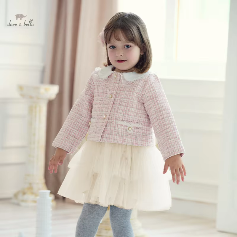Dave Bella Children Dress Set Girls Two-Piece Set Princess 2024 Autumn Fashion Casual Sweet Cute Charm Party Gentle DB3241580
