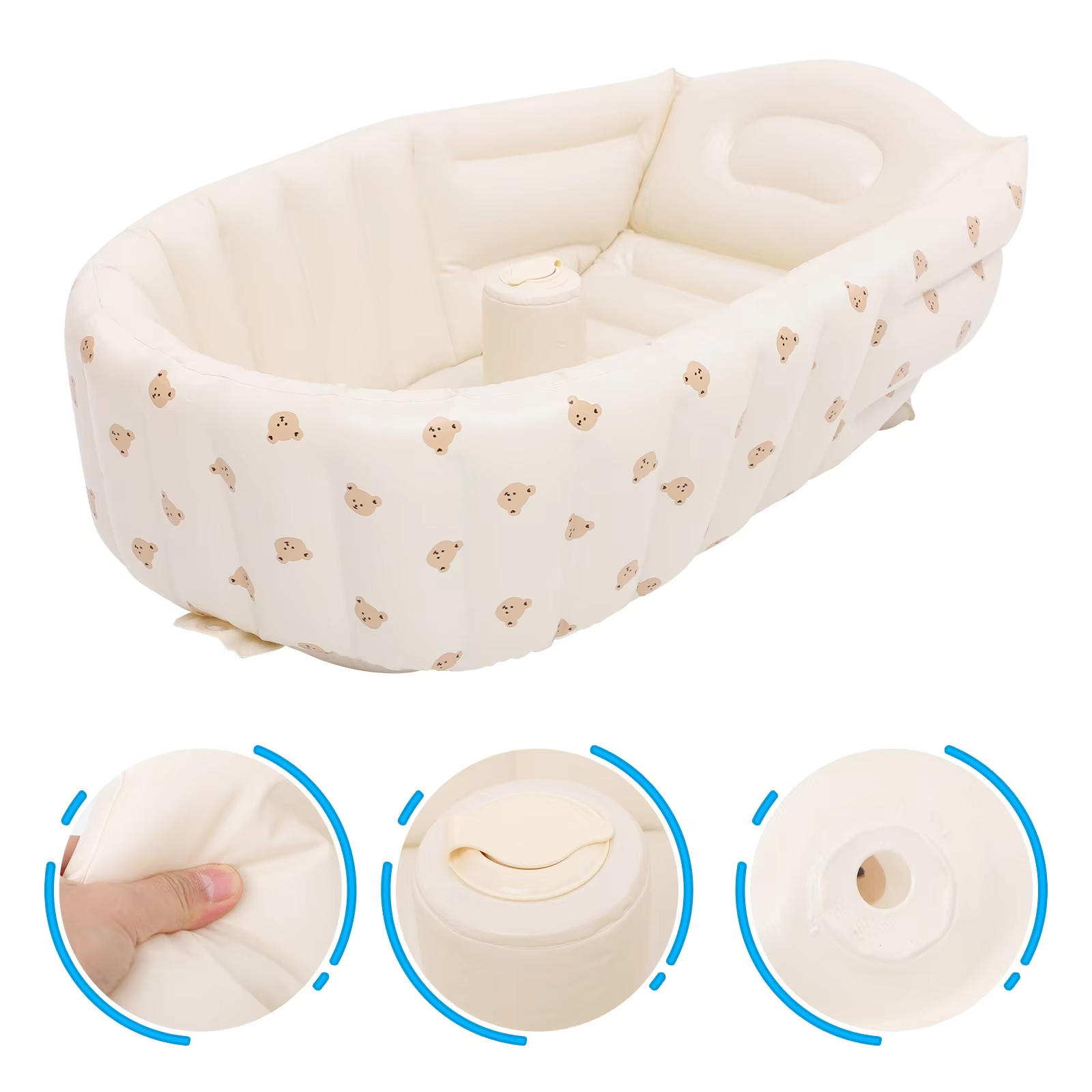 Inflatable Baby Swimming Pool PVC Newborn Bathtub Foldable Cartoon Bear Bathing Tub Travel Portable Infant Pool