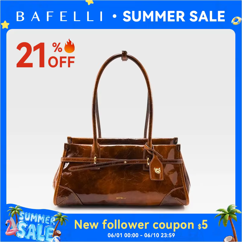 Genuine Leather Boston Bag Women's 2026 New Oil Wax Leather Baguettes Bag Shoulder Crossbody Vintage Large Capacity
