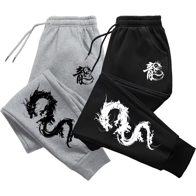2026 Topseller Herren Casual Jogginghose mit Chinesischem Drachen-Print, Männerhose für Zuhause, Outdoor, Alltag, Fitness und Sport