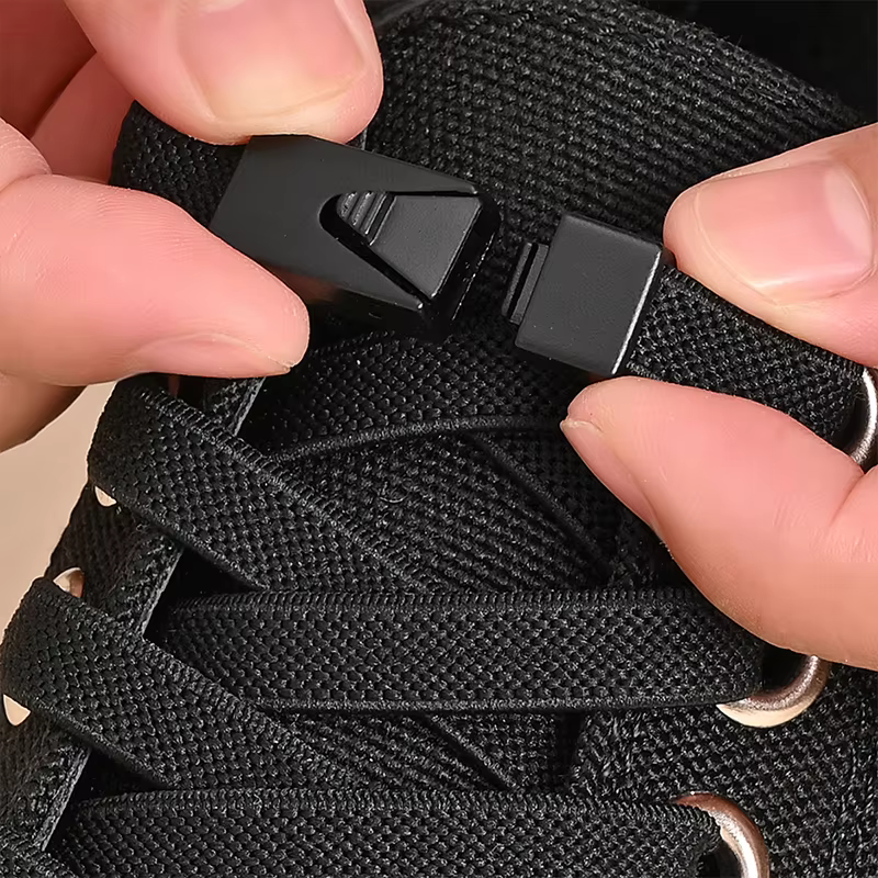1 Pair No Tie Shoe Laces Press Lock Shoelaces Without Ties Elastic Laces Sneaker Kids Adult Widened Flat Shoelace for Shoes