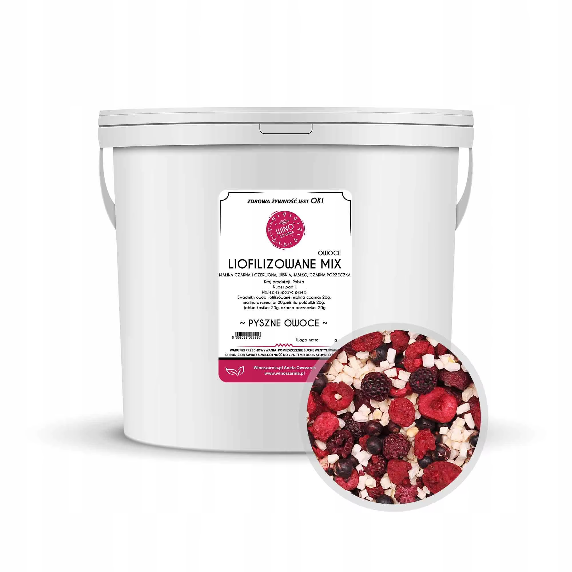 Gefriergetrocknete Fruchtmischung 100g Himbeere, Kirsche