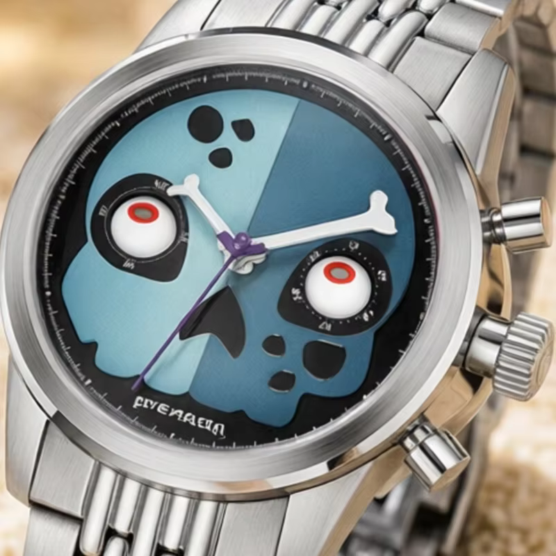 Skull Eye-moving Design Chronograph Manual Mechanical Movement Code Watch Male