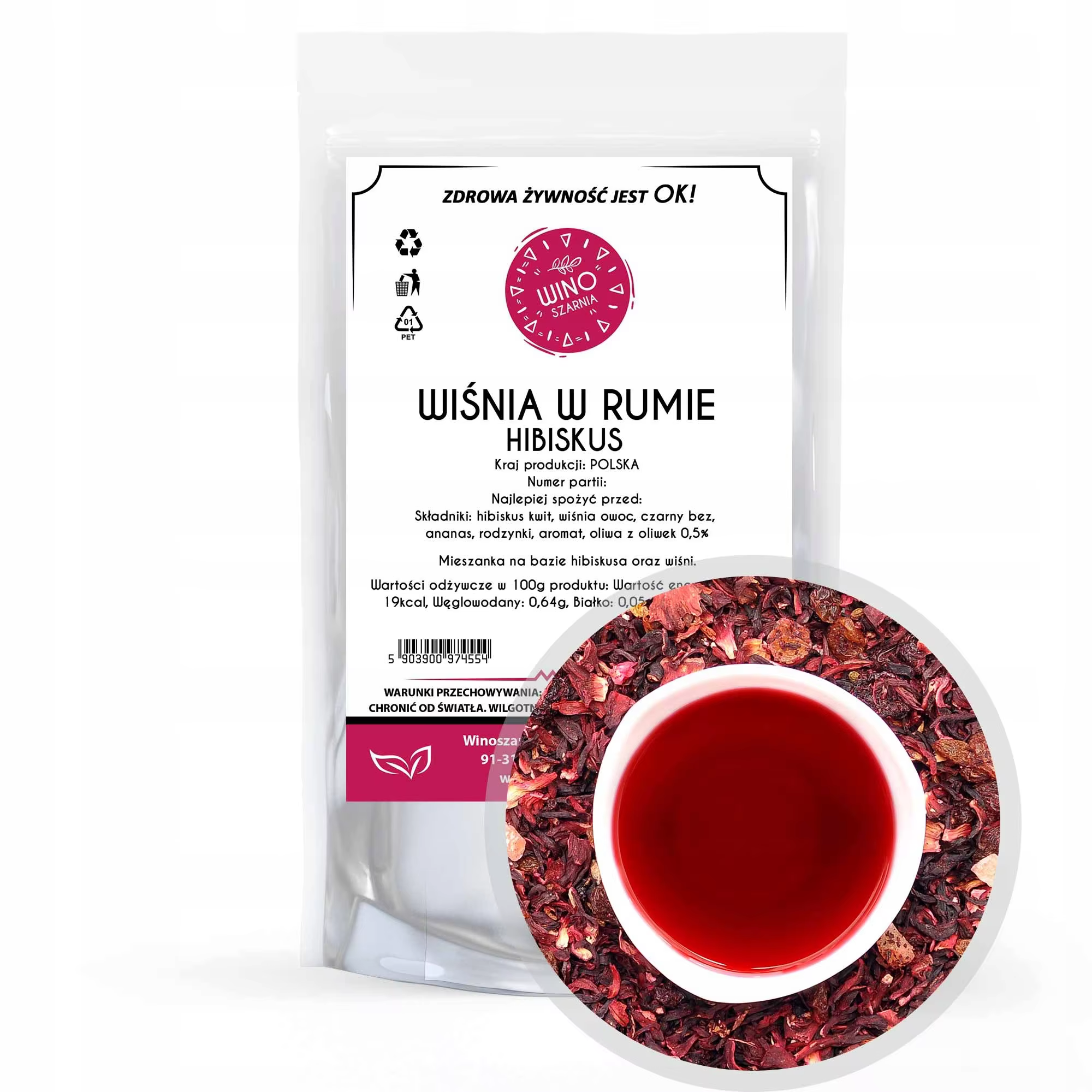 Kirschttee mit Rum-Hibiskus-Geschmack – 100g Hibiskusblüten-Geschmacksmischung