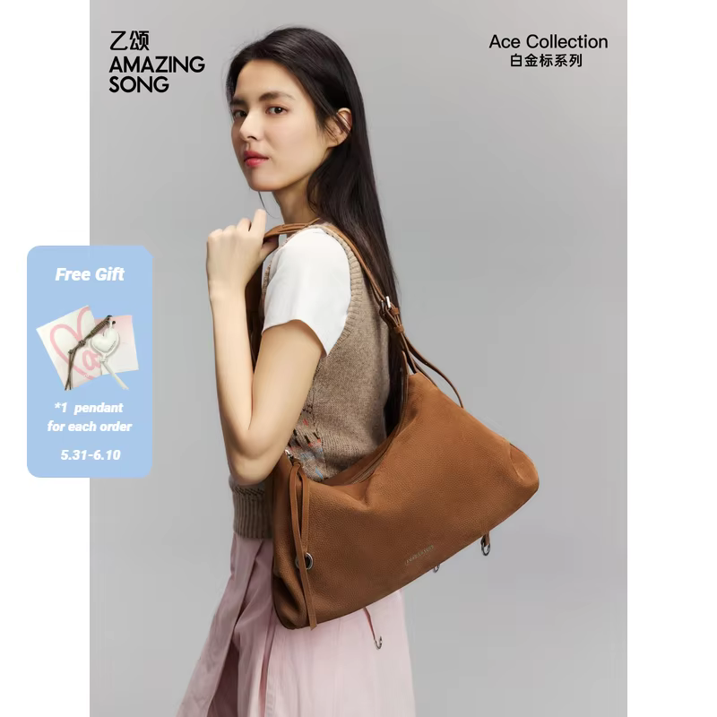 Amazing Song Original Design Donut Hobo Bag Large Top Grain Cowhide Crossbody Bag Fashion For Women