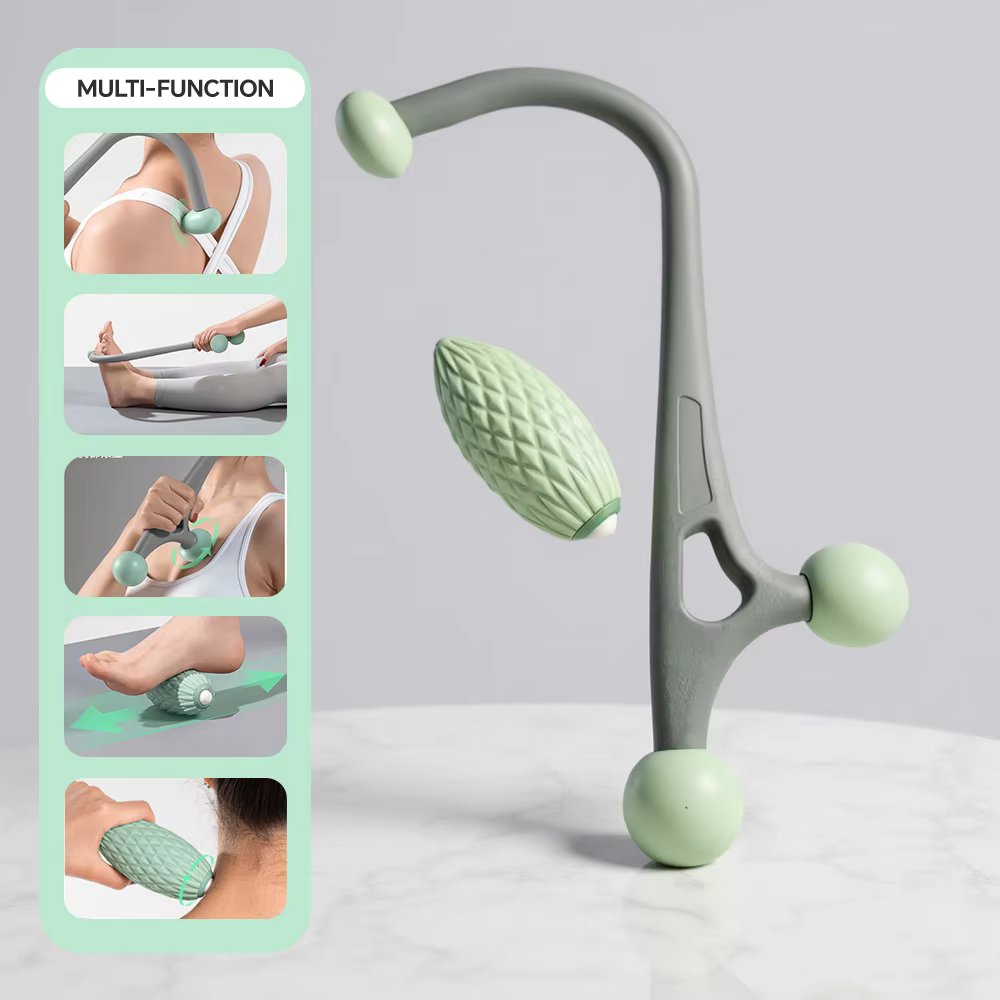 Silicone Full Body&Targeted Massage Set-Grey&Green Waist Massager For Fitness,2-in-1 Massageador Muscular Tool As Gift Choice