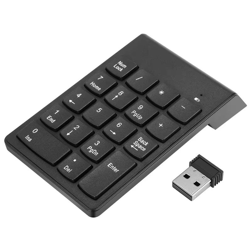 AED7-Wireless Numeric Keypad 18 Keys Numpad With 2.4G Mini USB Receiver Number Pad For Laptop Notebook, Desktop