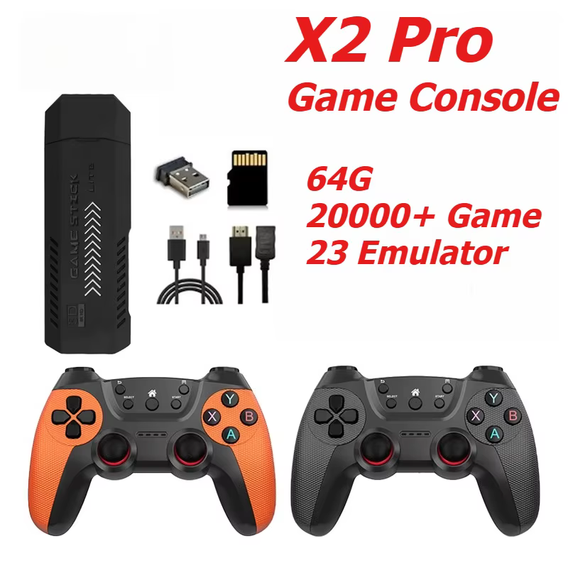 X2 Pro Retro Video Game Console 2.4G Wireless Dual Game Controller TV Game Stick 20000 Games Two Player Game Console