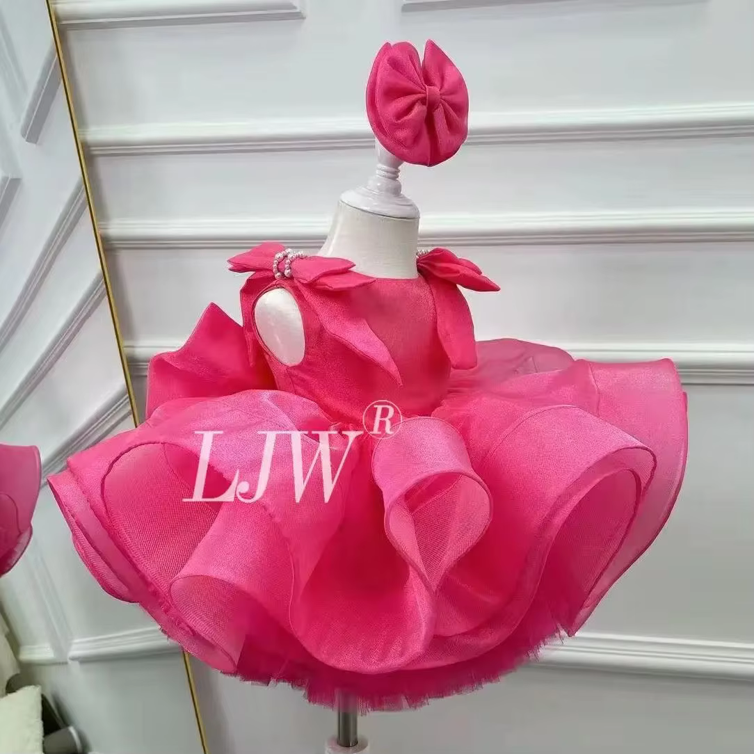 Rose Pink Elegant Princess Dress 2025 Little Girl Wedding Flower Girl Dress Birthday Party Dress Holy Communion Piano Performanc