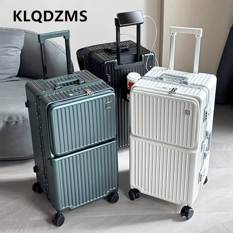 KLQDZMS Laptop Luggage Front Opening Aluminum Frame Trolley Case 26"28"30"32Inch Family Travel Essentials Rolling Luggage