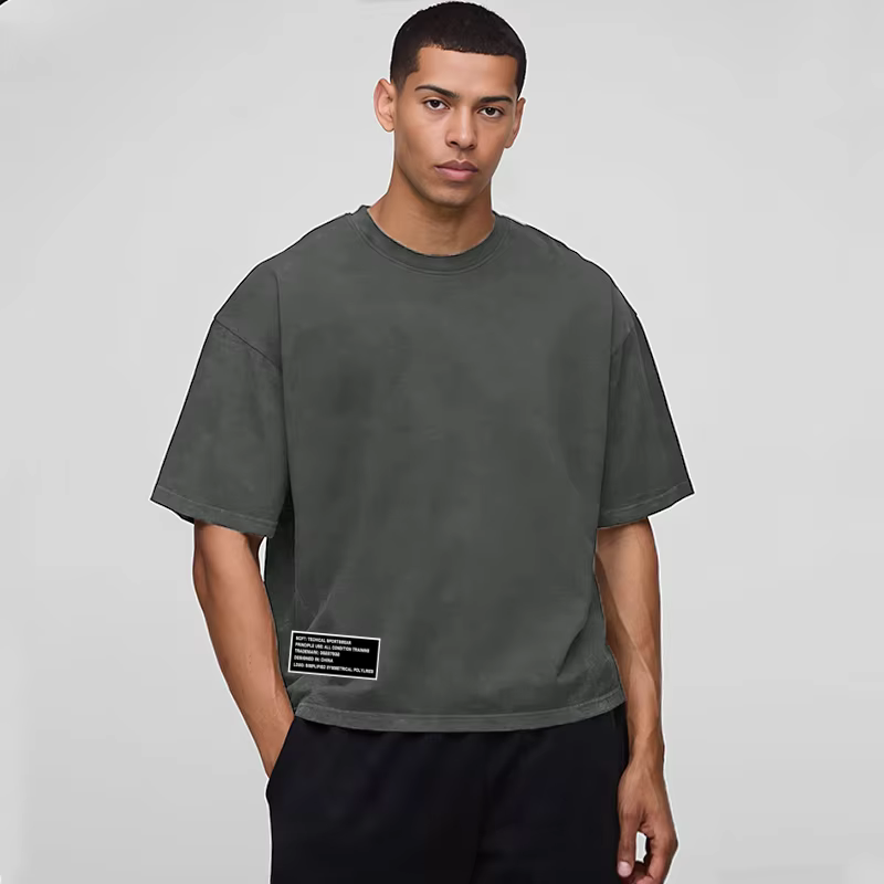 Oversized Boxy Fit Dropped Shoulders Running T-shirts Mens Cotton Heavyweight Half Sleeve Sports T Shirts Casual Gym Clothing